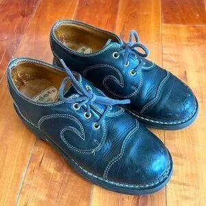 靴 JOHN FLUEVOG vintage shose VINTAGE JOHN FLUEVOG ANGELS SHOES 9 BLUE & WHITE LEATHER